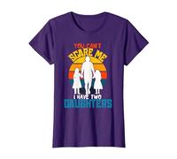 Camiseta Divertida de papá con Texto en inglés «You Can't Scare Me I Have Two Daughter» Camiseta, Mujer, Morado, 3XL