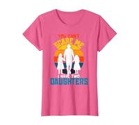Camiseta Divertida de papá con Texto en inglés «You Can't Scare Me I Have Two Daughter» Camiseta, Mujer, Rosa Jaspeado, 3XL