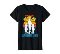 Camiseta Divertida de papá con Texto en inglés «You Can't Scare Me I Have Two Daughter» Camiseta, Mujer, Negro, 3XL