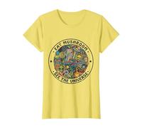 Camiseta Divertida Eat Mushroom See The Universe Aliens Camiseta, Mujer, Limón, 3XL