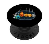 Camiseta Divertida Espacio Planetas Newton Péndulo PopSockets PopGrip Adhesivo