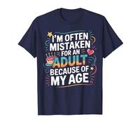 Camiseta Divertida I'm Often Mistaken For An Adult Because of My Age Camiseta, Hombre, Azul Marino, 4XL
