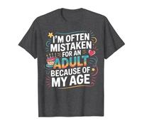 Camiseta Divertida I'm Often Mistaken For An Adult Because of My Age Camiseta, Hombre, Jaspeado Oscuro, 4XL