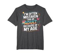Camiseta Divertida I'm Often Mistaken For An Adult Because of My Age Camiseta, Hombre Tallas Grandes, Jaspeado Oscuro, 2X Alto