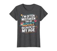 Camiseta Divertida I'm Often Mistaken For An Adult Because of My Age Camiseta, Mujer, Jaspeado Oscuro, L