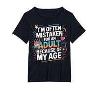 Camiseta Divertida I'm Often Mistaken For An Adult Because of My Age Camiseta, Mujer Tallas Grandes, Negro, 6XL Grande