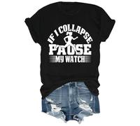 Camiseta divertida para correr con texto en inglés "If I Collapse Pause My Watch" para mujer y hombre, Negro-1, 3XL