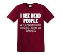 Camiseta divertida para hombre con texto en inglés "I See Dead People", Camiseta granate con estampado blanco, 4XL
