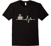 Camiseta divertida para hombre, diseño de corazón con texto "Coffee Heartbeat Morning Wake Up Lifeline", color negro, Negro , XXL