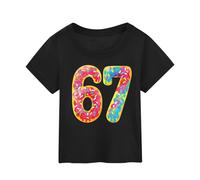Camiseta divertida para jóvenes 67 Seis Siete Slang Novedad para niñas y niños Top manga corta Original, Le Noir, 3-4 Años