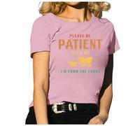 Camiseta divertida para mujer con texto en inglés "Please Be Patient with Me" de los años 1900, camiseta con letras gráficas de los años 90, Rosa., XXL