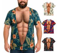 Camiseta Divertida Personalizada, Camiseta de Músculos Falsos para Hombre | Camiseta Personalizada Impresa con Músculos Falsos y Abdominales Marcados, Regalos de Cumpleaños para Hombres, Papá, Esposo