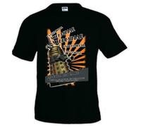 Camiseta Doctor Who (Dalek exterminar) Negra Manga Corta (Talla: Talla XXL Unisex Ancho/Largo [60cm/75cm] Aprox)