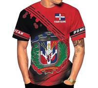 Camiseta Dominicana Personalizada 3D, República Dominicana Manga Corta Deporte Shirts Transpirable T-Shirt para Viajes Senderismo Running XXL