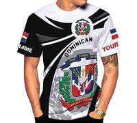 Camiseta Dominicana Personalizada 3D, República Dominicana Shirts Deporte Manga Corta Transpirable Camisetas Básicas para Running Camping Senderismo S