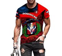 Camiseta Dominicana Personalizada 3D, República Dominicana T-Shirt Cómodo Camisetas Básicas Transpirable Manga Corta para Viajes Camping Senderismo XL