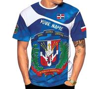 Camiseta Dominicana Personalizada 3D, República Dominicana T-Shirt Deporte Shirts Transpirable Camisetas Básicas para Viajes Running Senderismo 3XL