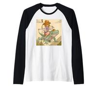 Camiseta Dreamy Anime Girl and Frog - Caprichosa Kawaii Frogcore Camiseta Manga Raglan