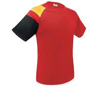 Camiseta Dry & Fresh con Bandera de España en el Hombro: Frescura Permanente, Transpirable y Secado Ultra Rápido (L, Rojo)