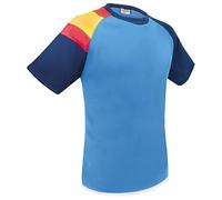 Camiseta Dry & Fresh con Bandera de España en el Hombro: Frescura Permanente, Transpirable y Secado Ultra Rápido (M, Azul Royal y Marino)