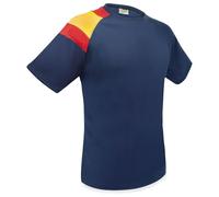 Camiseta Dry & Fresh con Bandera de España en el Hombro: Frescura Permanente, Transpirable y Secado Ultra Rápido (XL, Azul Marino)