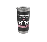 Camiseta ecuestre divertida para amantes de los caballos con texto en inglés "You Had Me At Horses" Vaso térmico de acero inoxidable de doble pared