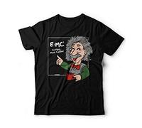 Camiseta Einstein Teoría de la Relatividad y el Café Pizarra Camiseta Divertida Café Energía Negro XL