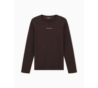 Camiseta elástica de piqué de Manga Larga con Cuello Redondo para Hombre, Color marrón, Talla L, marrón, L