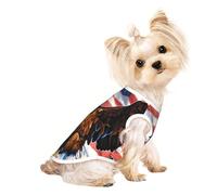 Camiseta elástica ligera sin mangas con estampado de águila con bandera de Estados Unidos para perros pequeños, chaleco a rayas