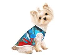 Camiseta elástica ligera sin mangas con estampado de delfines, tortugas marinas, tiburones, pulpo, arrecife de coral, para perros pequeños, camiseta sin mangas, chaleco a rayas