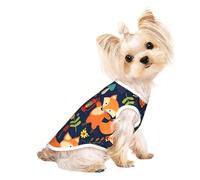 Camiseta elástica ligera sin mangas con estampado de flores y zorros para perros pequeños, chaleco a rayas