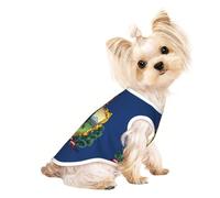Camiseta elástica ligera sin mangas con estampado de la bandera del estado de Vermont para perros pequeños, chaleco a rayas