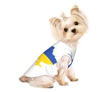 Camiseta elástica ligera sin mangas con estampado de mapa de la bandera de Ucrania para perros pequeños, chaleco a rayas