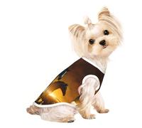 Camiseta elástica ligera sin mangas con estampado de nubes brillantes y caballos negros, para perros pequeños, chaleco a rayas