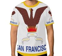 Camiseta elástica para hombre, resistente a las arrugas, con gráfico personalizado, tallas S a 3XL, Bandera de la ciudad de San Francisco, California, 3X-Large