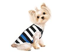 Camiseta elástica para perros pequeños, ligera, sin mangas, con estampado de bandera de Estados Unidos, color azul retro