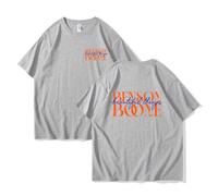 Camiseta Estampada Benson Boone, Manga Corta Y Cuello Redondo, Diseño Gráfico Delantero Y Trasero (Grey,XXL)