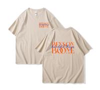 Camiseta Estampada Benson Boone, Manga Corta Y Cuello Redondo, Diseño Gráfico Delantero Y Trasero (Khaki,XXL)