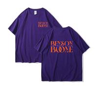 Camiseta Estampada Benson Boone, Manga Corta Y Cuello Redondo, Diseño Gráfico Delantero Y Trasero (Purple,XXL)