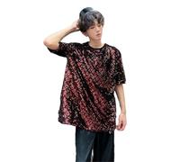 Camiseta Estampada constelación para Hombre, algodón Manga Corta Informal Red Mediano