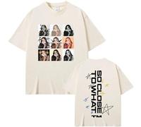 Camiseta Estampada De Moda Tate McRae Algodón De Manga Corta Cuello Redondo Estilo Callejero Hip-Hop Suelto Top De Música Unisex (Khaki,S)