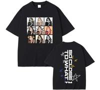 Camiseta Estampada De Moda Tate McRae Algodón De Manga Corta Cuello Redondo Estilo Callejero Hip-Hop Suelto Top De Música Unisex (Black,XS)