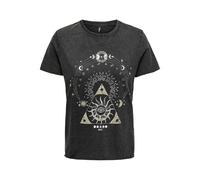 Camiseta Estampada de Mujer de Manga Corta con Cuello Redondo y diseño Impreso Short Sleeve ONLLUCY., Color:Gris Oscuro-3, Talla:XL