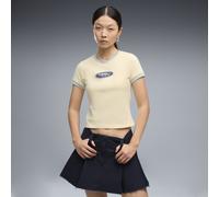 Camiseta estampada FUTURE.PUMA.ARCHIVE Slim Ringer para mujer, Ropa, Amarillo, M