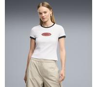 Camiseta estampada FUTURE.PUMA.ARCHIVE Slim Ringer para mujer, Ropa, Blanco, S
