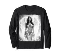 Camiseta Estampada para Chica Sexy, Sexy y Hermoso ángel con Armadura en Blanco y Negro Manga Larga