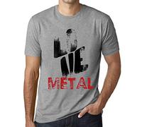 Camiseta Estampada para Hombre Amor Al Metal - Love Metal - T-Shirt Vintage Manga Corta Regalo Original Cumpleaños Diseño Gráfico Moda Gris Mezcla S