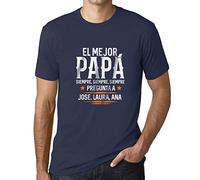Camiseta Estampada para Hombre Añade Tu Nombre Personalizado De Niño/Hija/Hijo Personalizado El Mejor Papá Siempre T-Shirt Vintage Manga Corta Regalo Original Cumpleaños Diseño Gráfico Moda FR