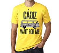 Camiseta Estampada para Hombre Aventura Espérame En Cádiz - Adventure Wait For Me In Cádiz - T-Shirt Vintage Manga Corta Regalo Original Cumpleaños Diseño Gráfico Moda Limón XL
