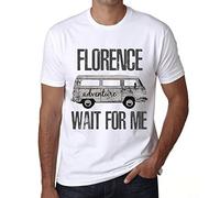 Camiseta Estampada para Hombre Aventura Espérame En Florencia - Adventure Wait For Me In Florence - T-Shirt Vintage Manga Corta Regalo Original Cumpleaños Diseño Gráfico Moda Blanco L